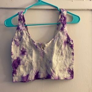 White and purple tye dye crop top